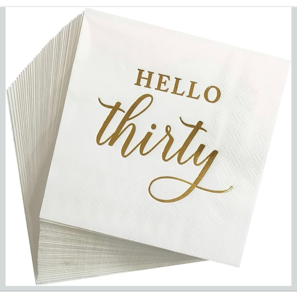 Other - “Hello Thirty” White/Gold Birthday Napkins 80 pieces